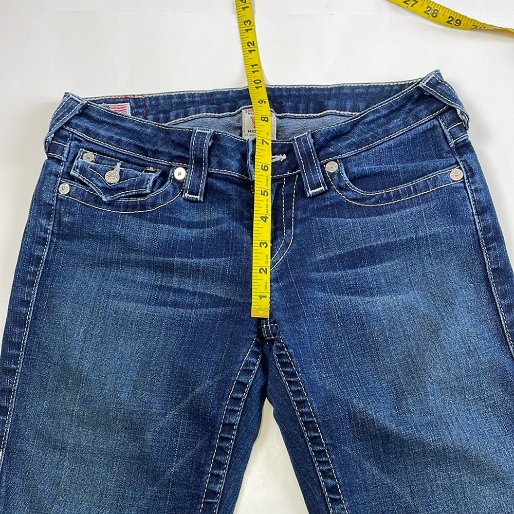 True Religion Sophie Denim Capri Low Rise Size 29 Cuffed Bermuda Button Stone - Picture 13 of 16